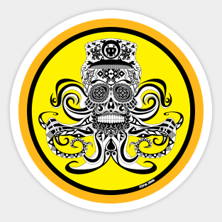 captain kraken in the ocean tentacles of death ecopop skull Sticker